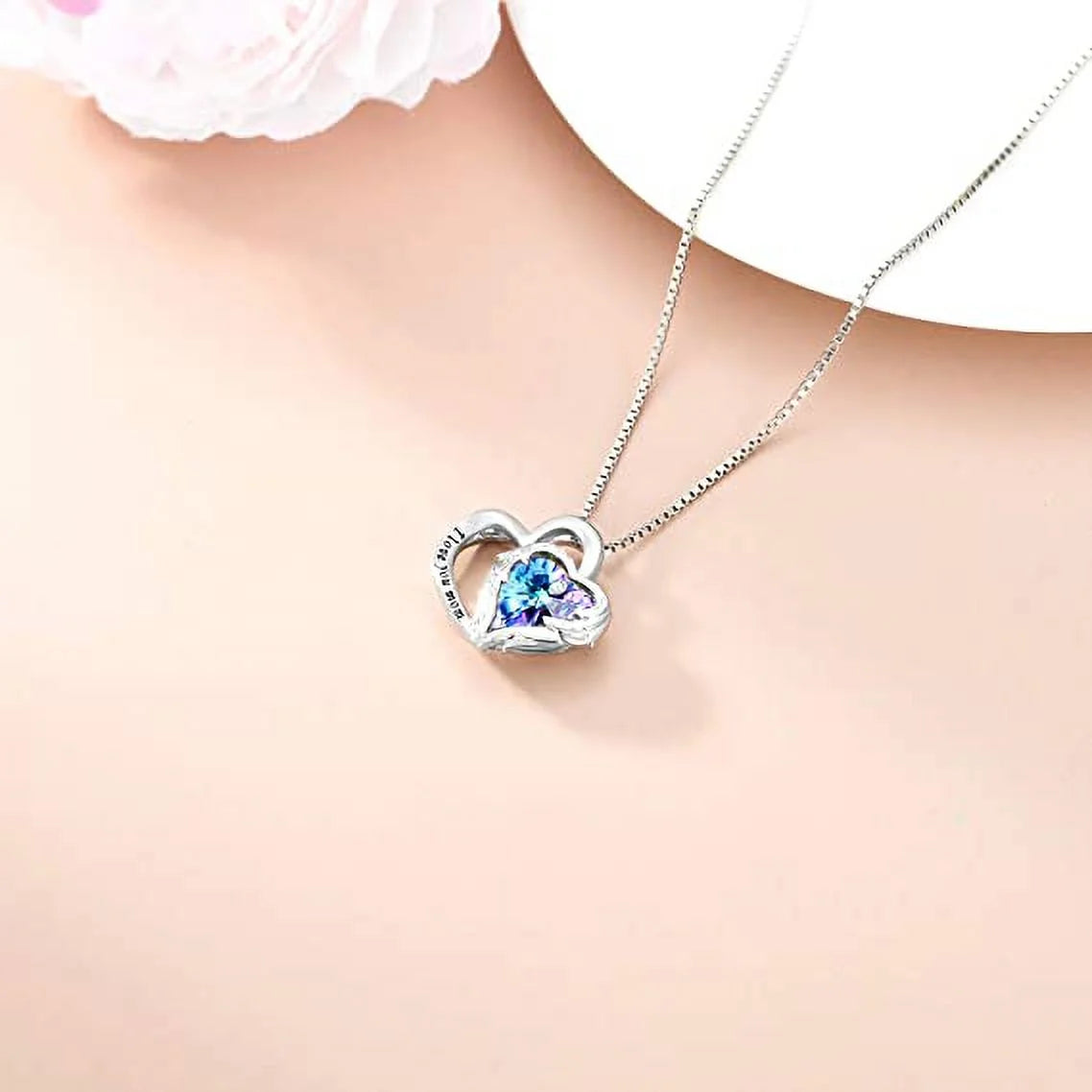 925 Sterling Silver I Love You Mom Heart Necklace with Austrian Crystals Gifts for Women Friends Mom by Matrix Store
