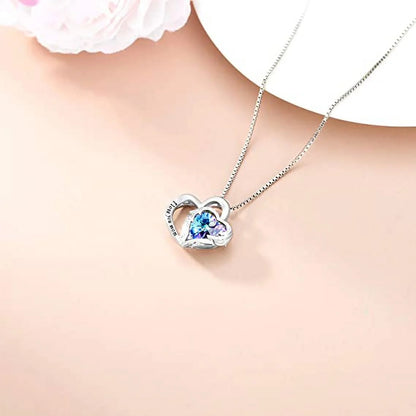 925 Sterling Silver I Love You Mom Heart Necklace with Austrian Crystals Gifts for Women Friends Mom by Matrix Store