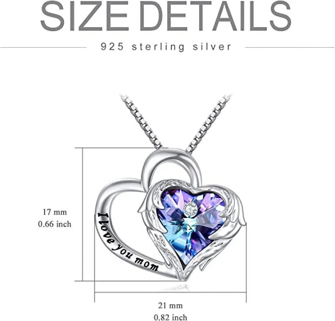 925 Sterling Silver I Love You Mom Heart Necklace with Austrian Crystals Gifts for Women Friends Mom by Matrix Store
