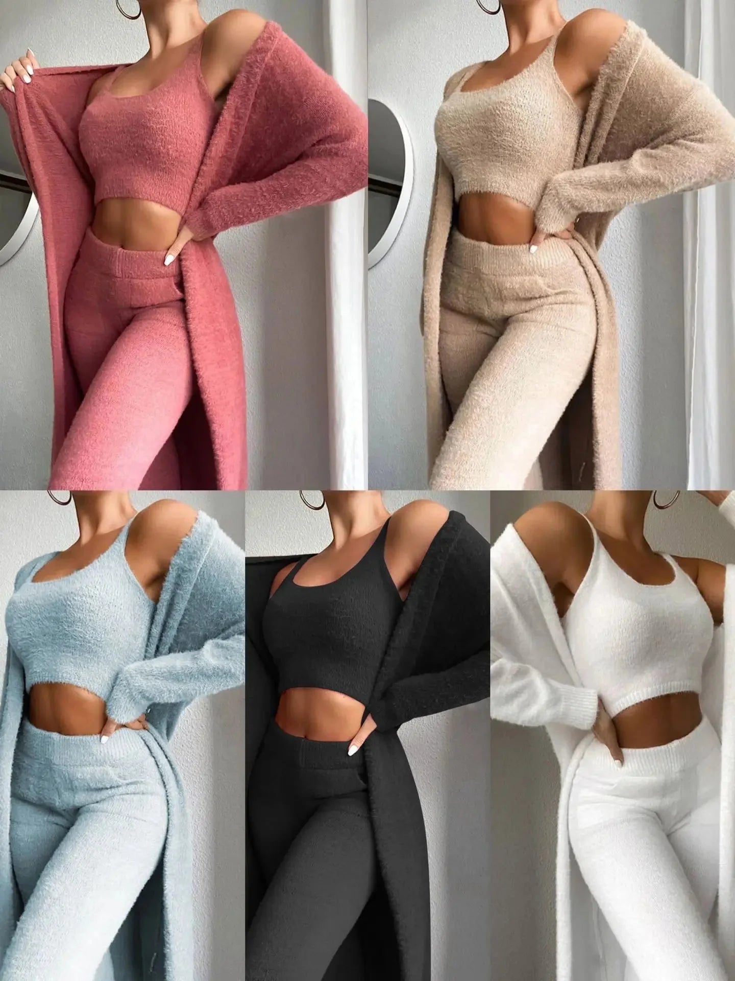 3-Piece Fuzzy Fleece Loungewear Set by Matrix Store