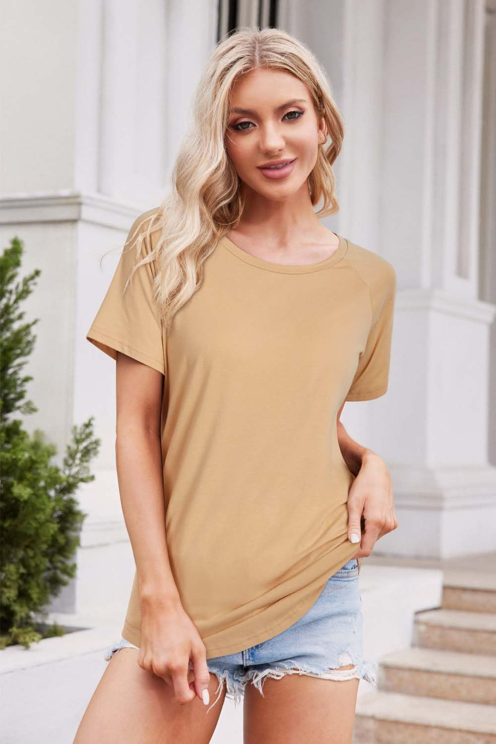 Women'S Long/Short Sleeve Leopard Print Color Block Tunic Tops Casual Raglan Shirt by Matrix Store