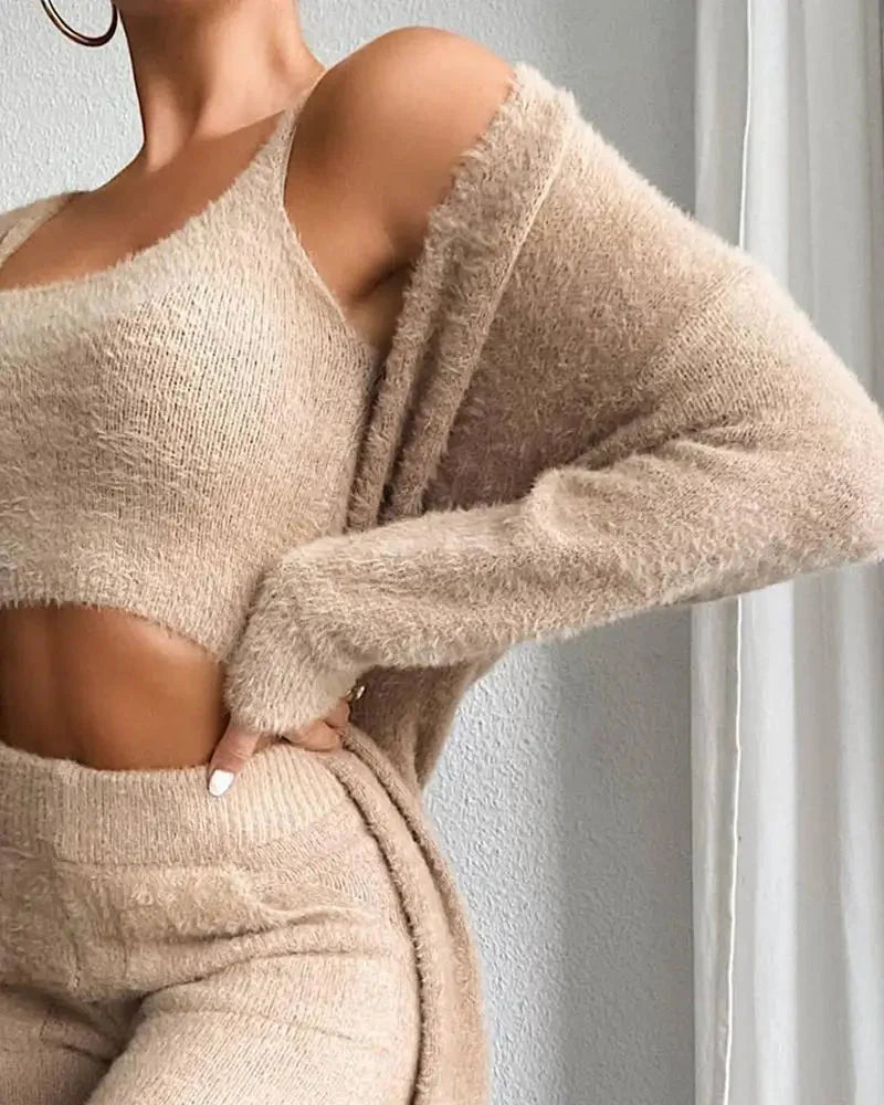 3-Piece Fuzzy Fleece Loungewear Set by Matrix Store