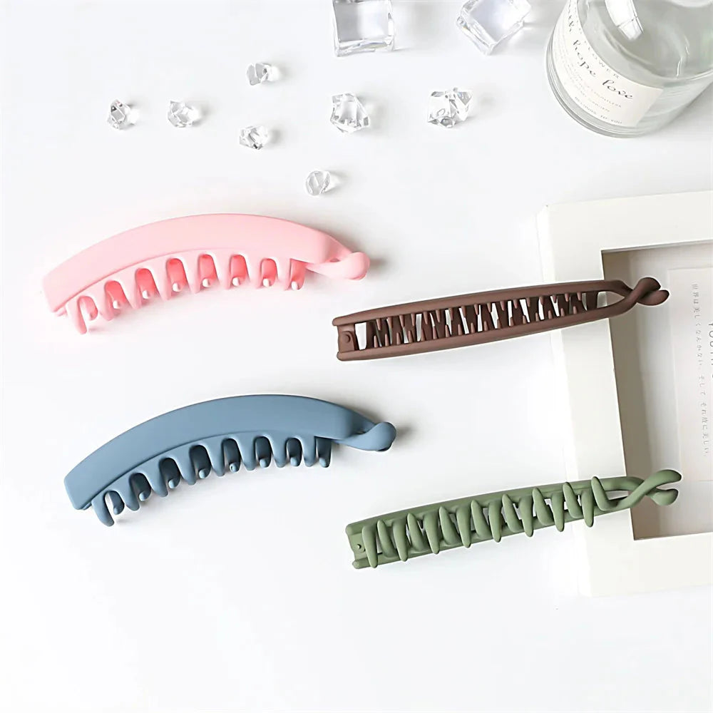 Frosted Solid Color Banana Hair Clips – Fashion Ponytail Barrettes & Hair Claws for Women by Matrix Store